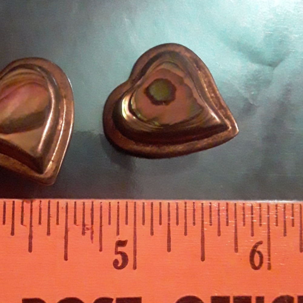 ⚜️ Vintage Sterling Silver Abalone Earrings Clip ons
